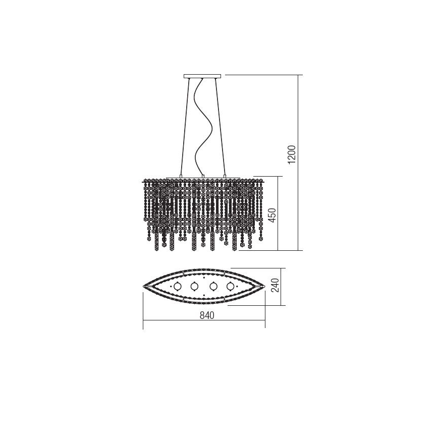 Incanti ITV POV4 10 60 - Crystal chandelier on a string TREVI 4xGU10/50W/230V