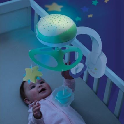 Infantino - Baby crib mobile with melody 3in1 3xAA green
