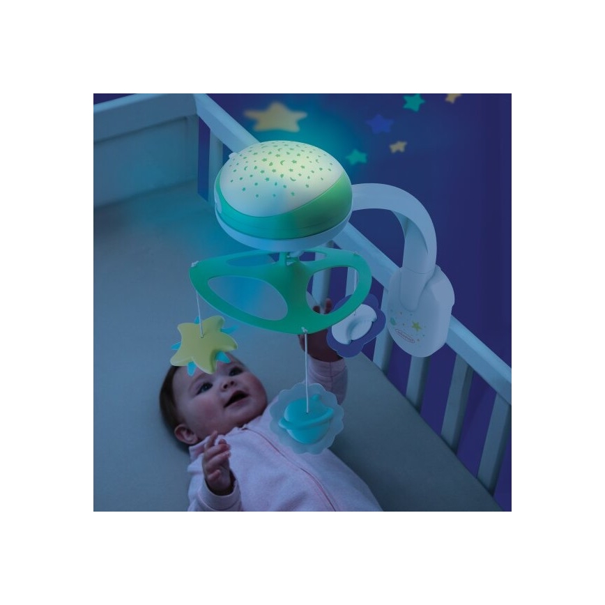 Infantino - Baby crib mobile with melody 3in1 3xAA green