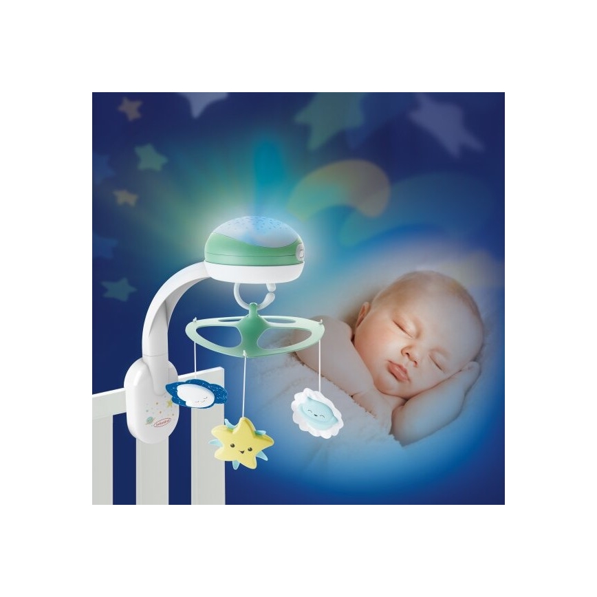 Infantino - Baby crib mobile with melody 3in1 3xAA green