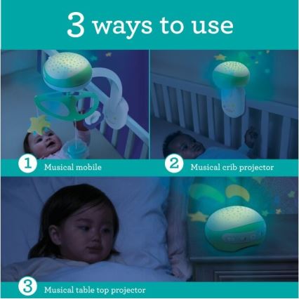 Infantino - Baby crib mobile with melody 3in1 3xAA green