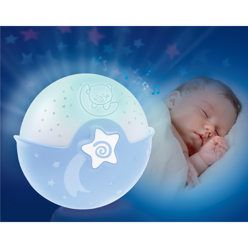 Infantino - Children's small lamp with a projector 3xAA blue