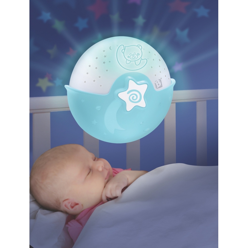 Infantino - Children's small lamp with a projector 3xAA blue
