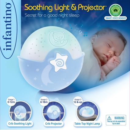 Infantino - Children's small lamp with a projector 3xAA blue