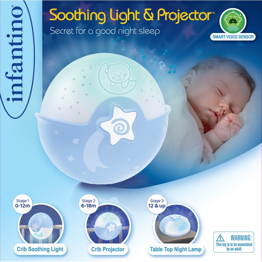 Infantino - Children's small lamp with a projector 3xAA blue