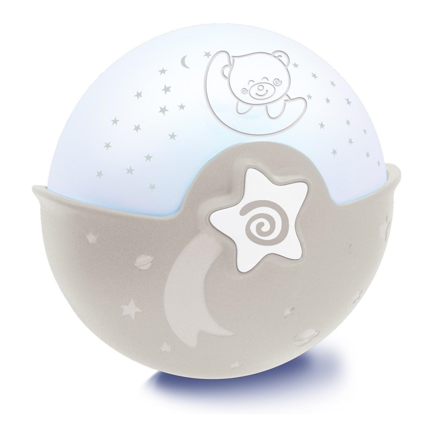 Infantino - Children's small lamp with a projector 3xAA grey