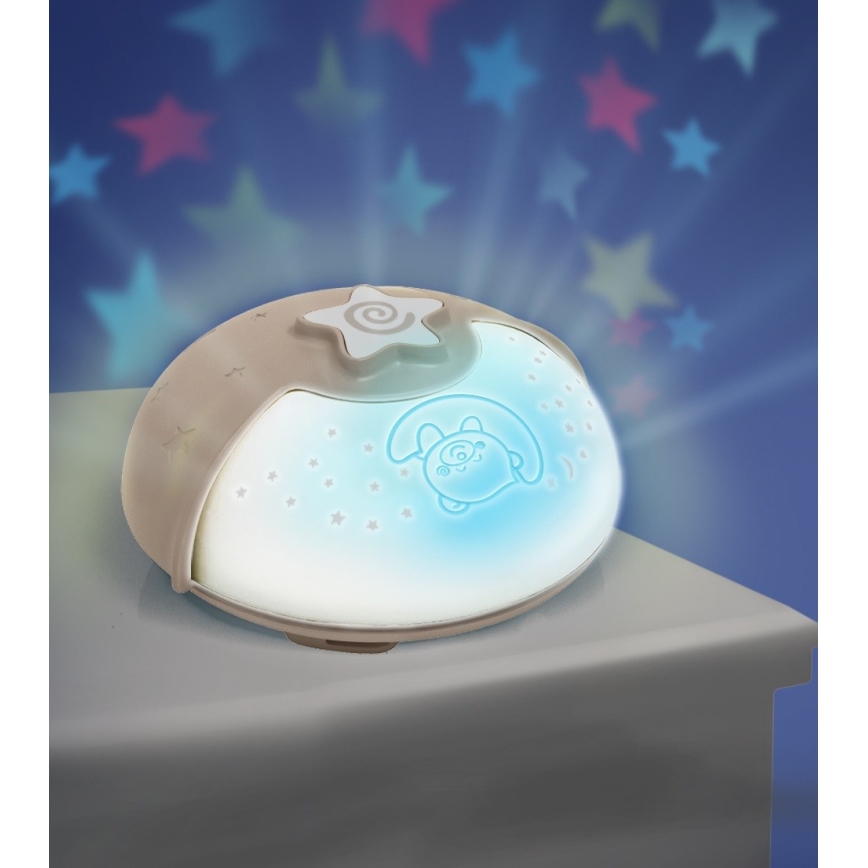 Infantino - Children's small lamp with a projector 3xAA grey