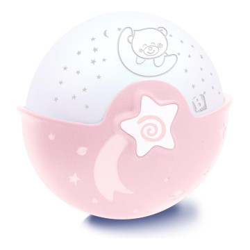 Infantino - Children's small lamp with a projector 3xAA pink