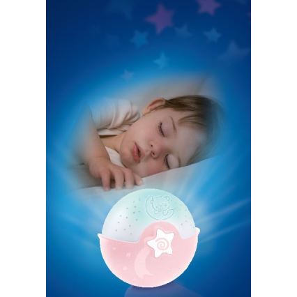 Infantino - Children's small lamp with a projector 3xAA pink