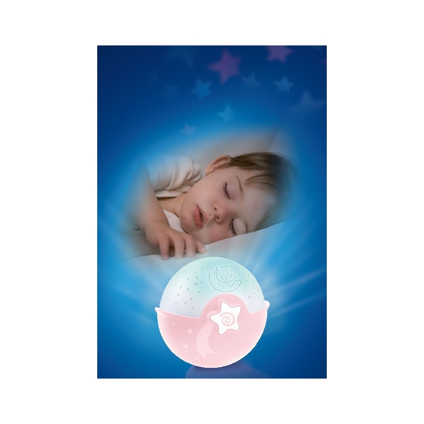 Infantino - Children's small lamp with a projector 3xAA pink