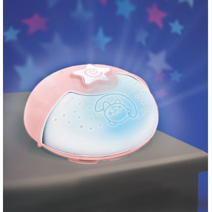 Infantino - Children's small lamp with a projector 3xAA pink
