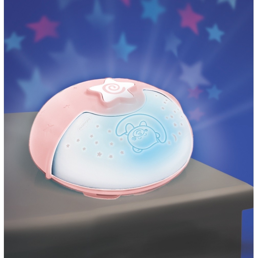 Infantino - Children's small lamp with a projector 3xAA pink