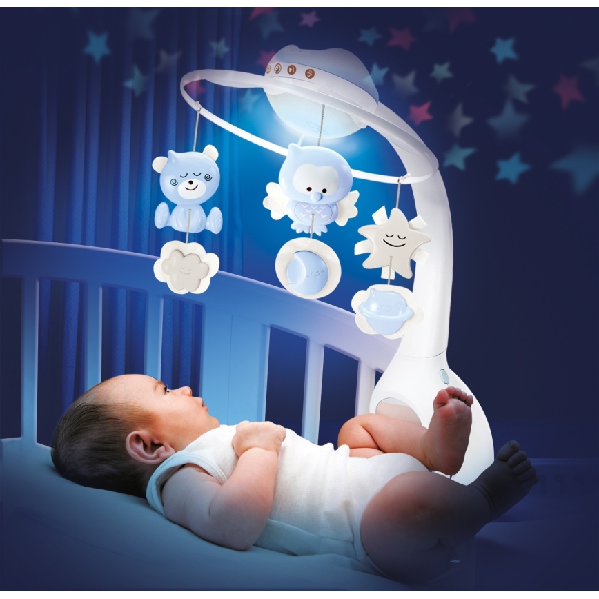 Infantino - Crib mobile with melody 3in1 3xAAA blue
