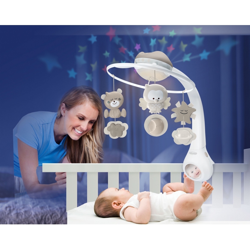 Infantino - Crib mobile with melody 3in1 3xAAA brown