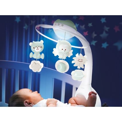 Infantino - Crib mobile with melody and projector 3in1 3xAAA green