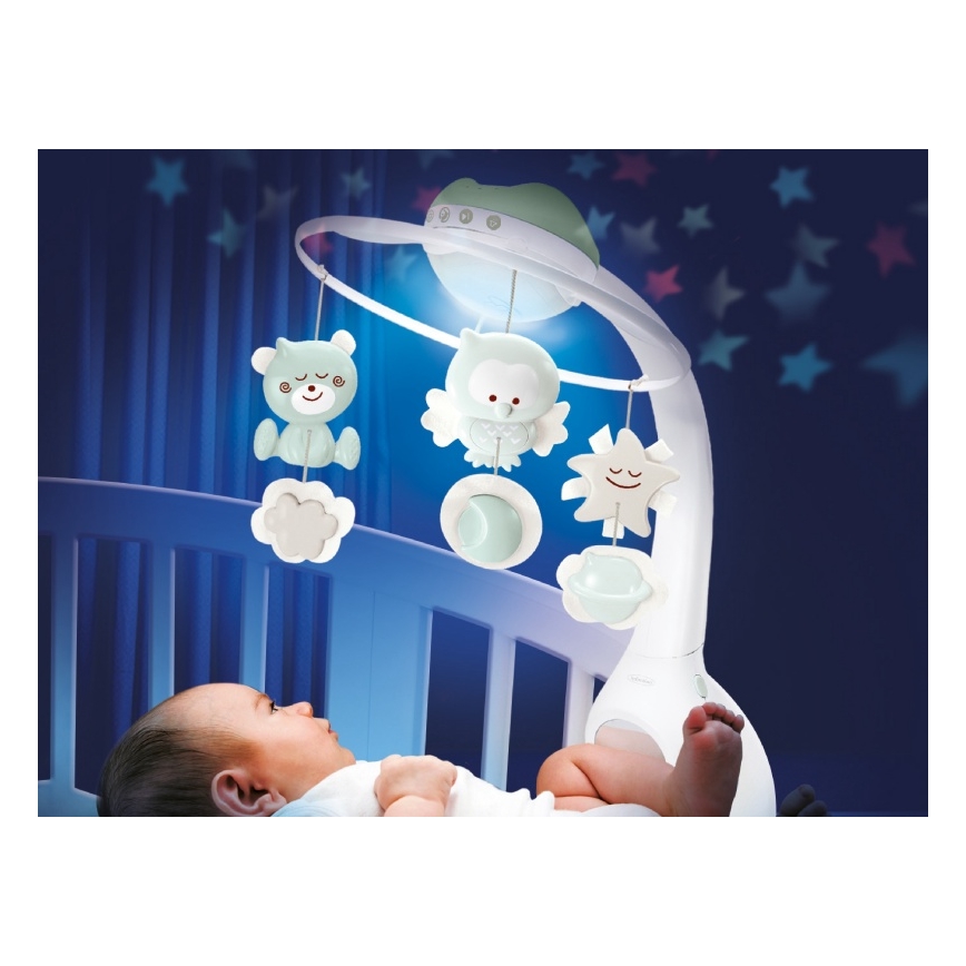 Infantino - Crib mobile with melody and projector 3in1 3xAAA green