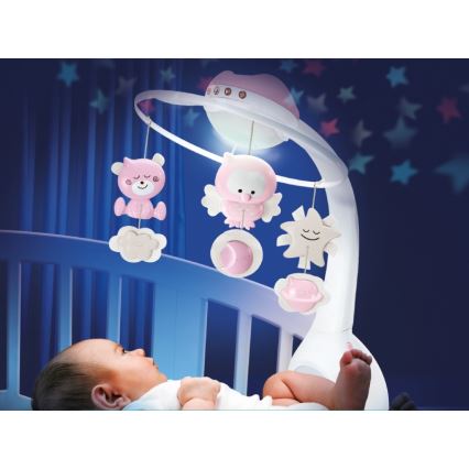 Infantino - Crib mobile with melody and projector 3in1 3xAAA pink