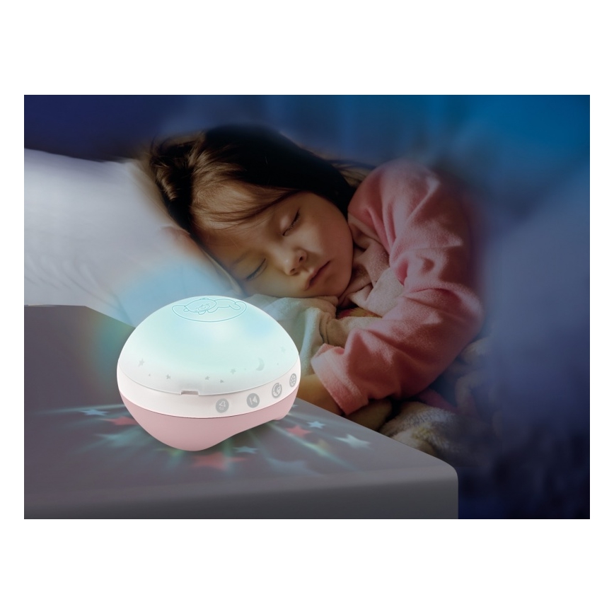 Infantino - Crib mobile with melody and projector 3in1 3xAAA pink