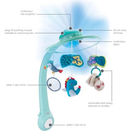 Infantino - Musical crib mobile with projection 3in1 Dream Buddies 3xAAA