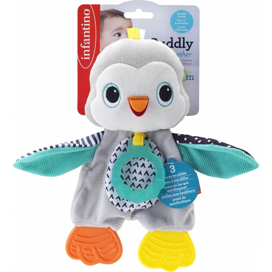 Infantino - Plush toy with teethers penguin