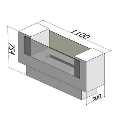 InFire - BIO fireplace 110x75 cm 3kW bifacial