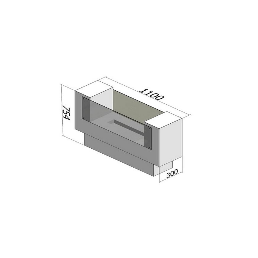 InFire - BIO fireplace 110x75 cm 3kW bifacial
