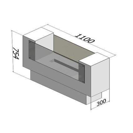 InFire - BIO fireplace 110x75 cm 3kW bifacial