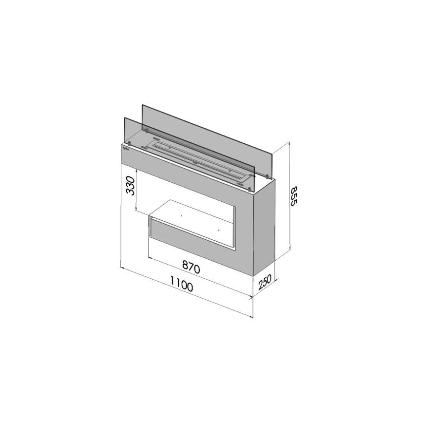 InFire - BIO fireplace 110x85,5 cm 3kW white
