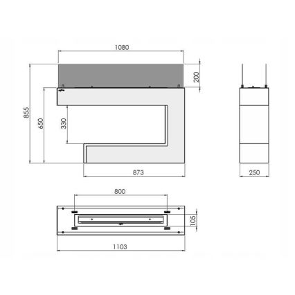 InFire - BIO fireplace 110x85,5 cm 3kW white