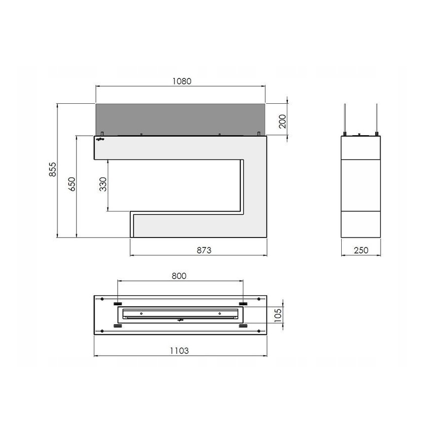InFire - BIO fireplace 110x85,5 cm 3kW white