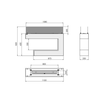 InFire - BIO fireplace 110x92 cm 3kW black