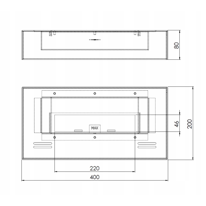 InFire - BIO fireplace 8x40 cm 3kW black