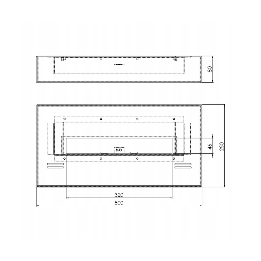 InFire - BIO fireplace 8x50 cm 3kW black