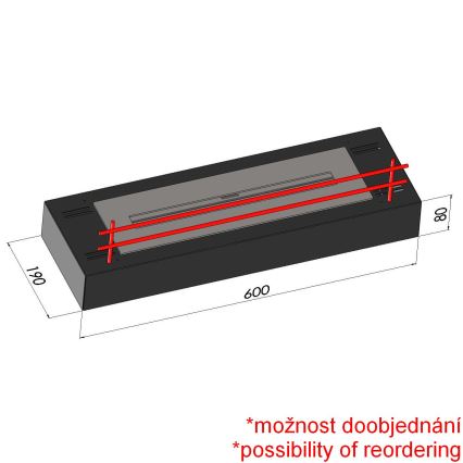 InFire - BIO fireplace 8x60 cm 3kW black