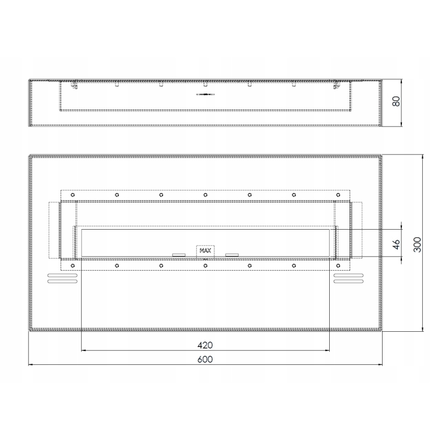InFire - BIO fireplace 8x60 cm 3kW black