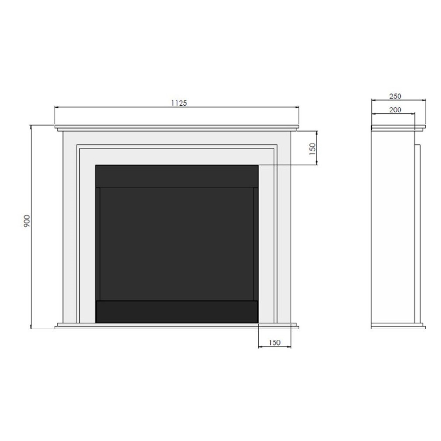 InFire - BIO fireplace 90x112,5 cm 3kW white