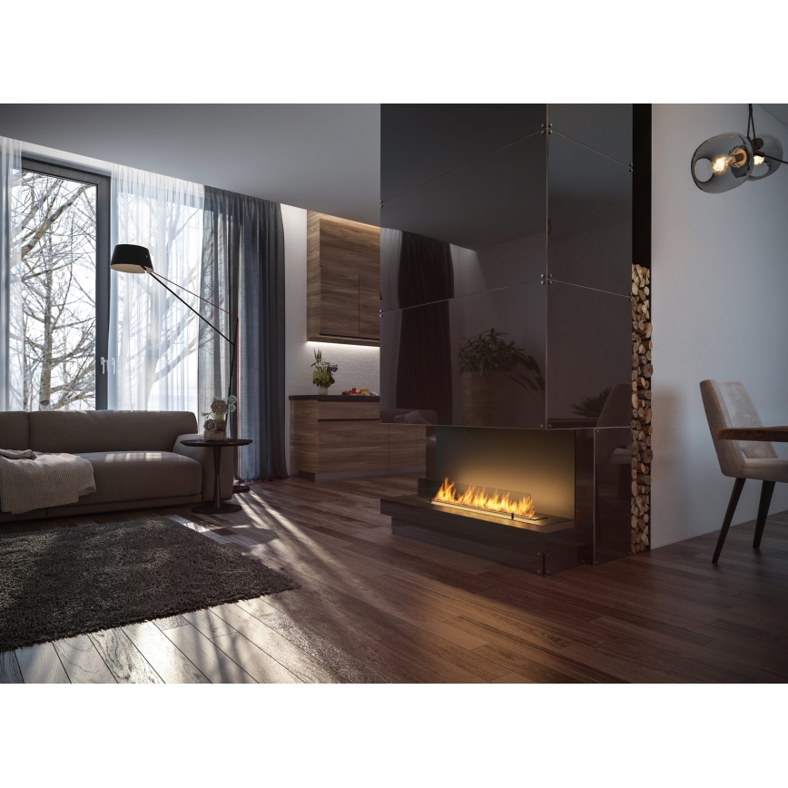 InFire - Built-in BIO fireplace 100x45 cm 3kW black