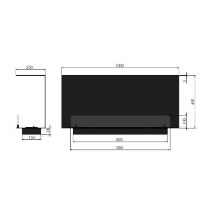 InFire - Built-in BIO fireplace 100x45 cm 3kW black
