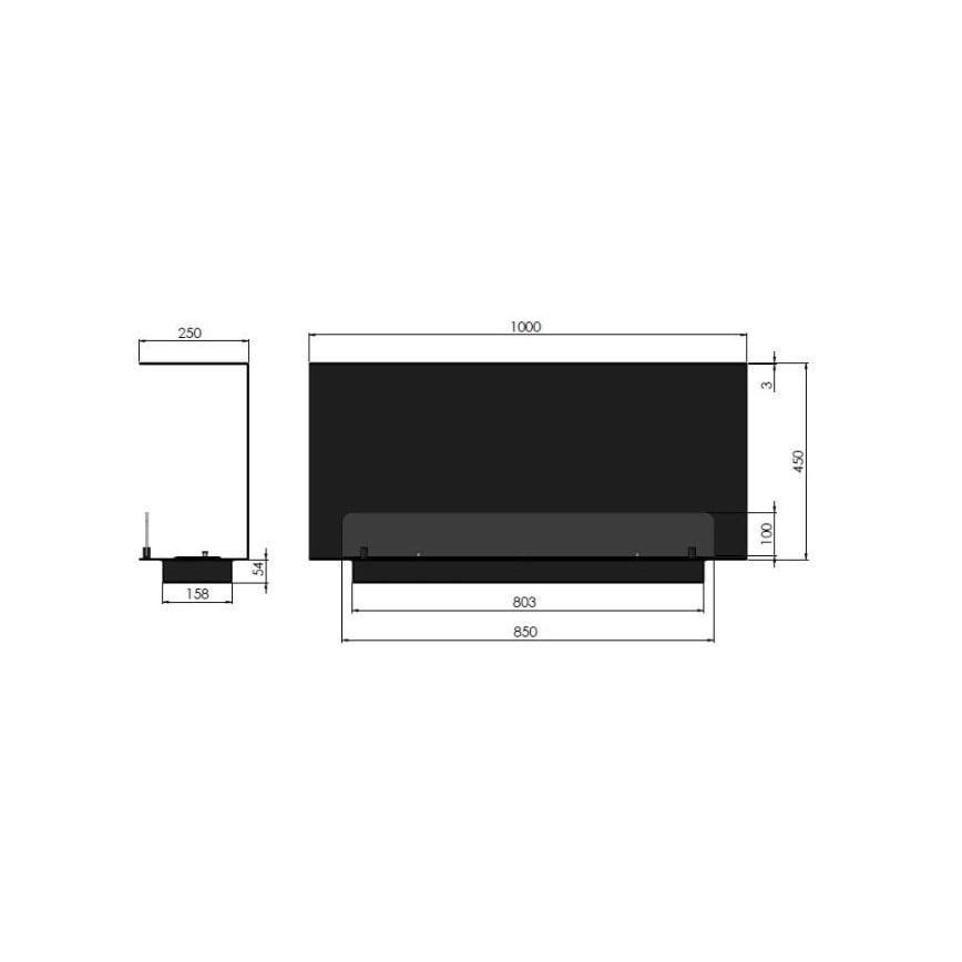 InFire - Built-in BIO fireplace 100x45 cm 3kW black