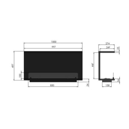 InFire - Built-in BIO fireplace 100x50 cm 3kW black
