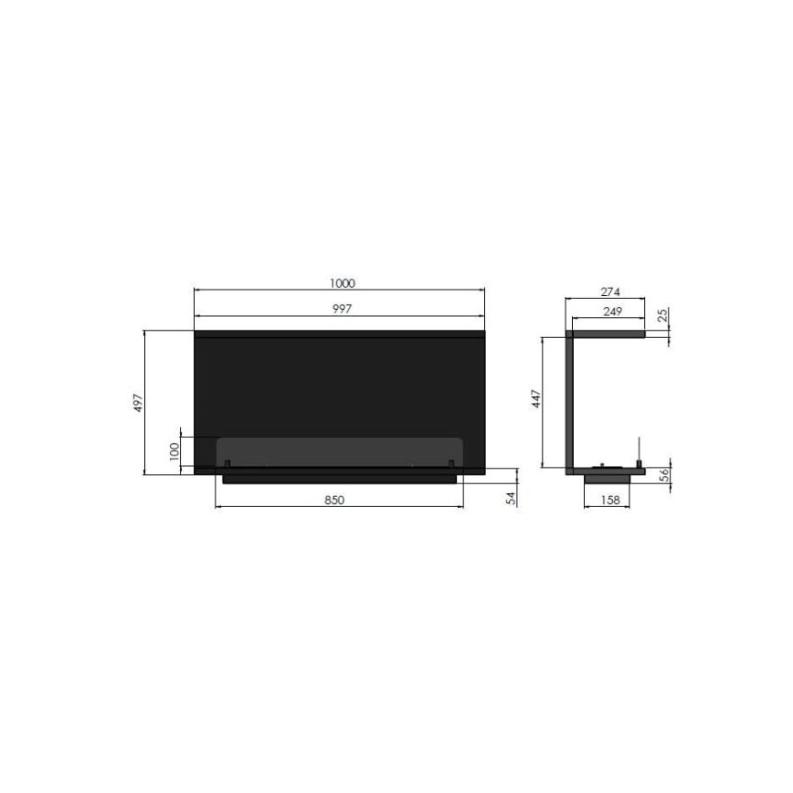 InFire - Built-in BIO fireplace 100x50 cm 3kW black