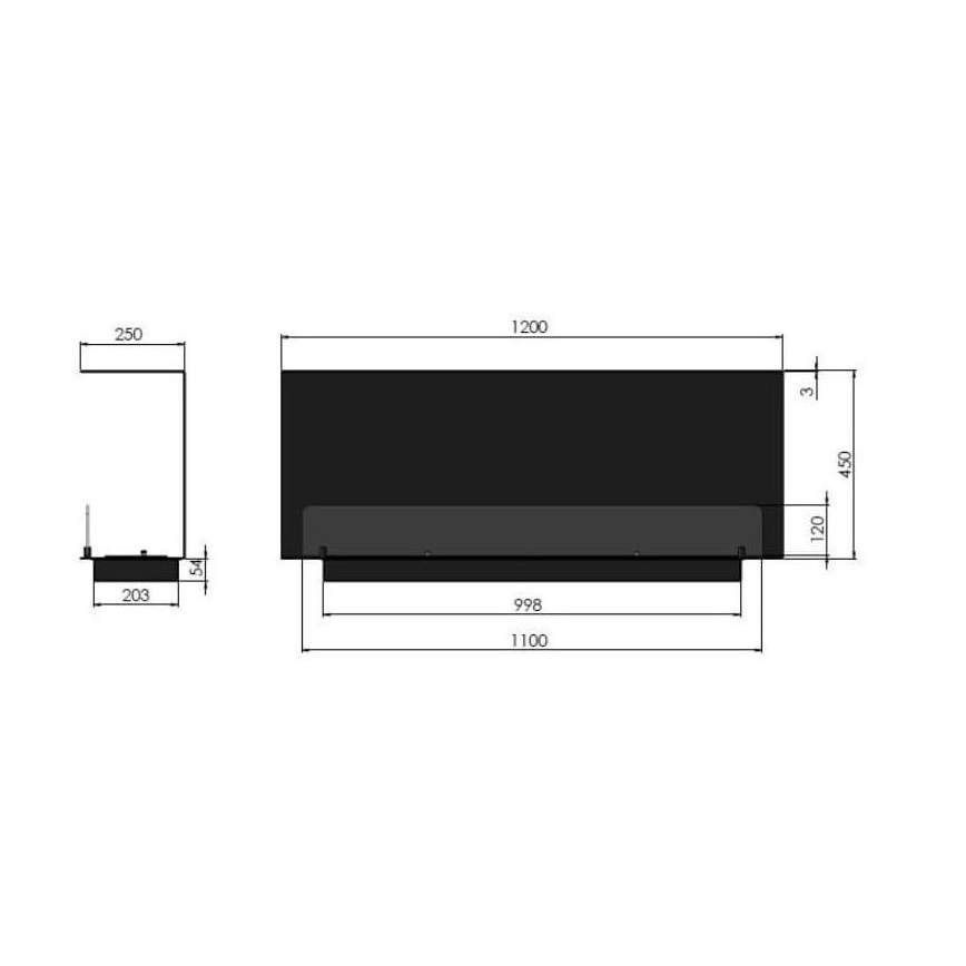 InFire - Built-in BIO fireplace 120x45 cm 3kW black