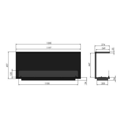 InFire - Built-in BIO fireplace 120x50 cm 3kW black