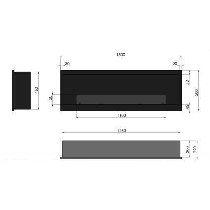 InFire - Built-in BIO fireplace 150x50 cm 4,2kW black