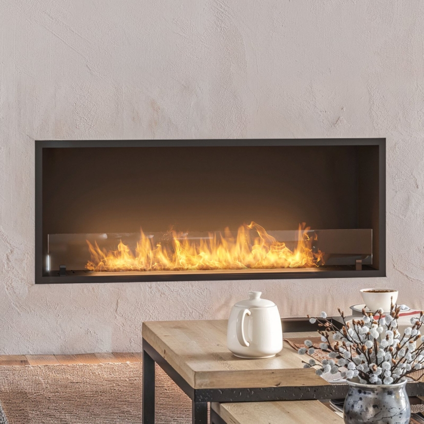 InFire - Built-in BIO fireplace 49,4x124,4 cm 6kW black