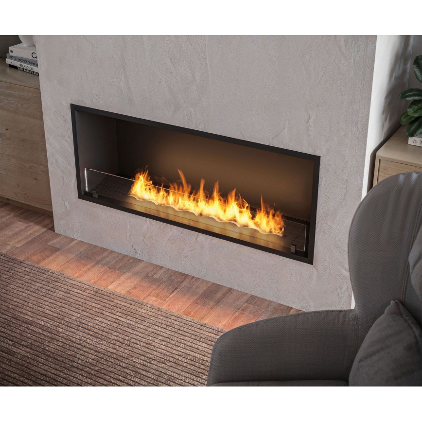 InFire - Built-in BIO fireplace 49,4x124,4 cm 6kW black