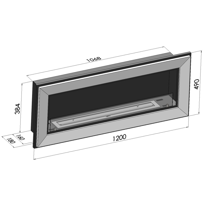 InFire - Built-in BIO fireplace 49x120 cm 3kW black