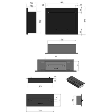 InFire - Built-in BIO fireplace 49x60 cm 3kW black