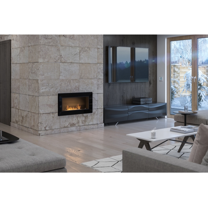 InFire - Built-in BIO fireplace 49x90 cm 3kW black
