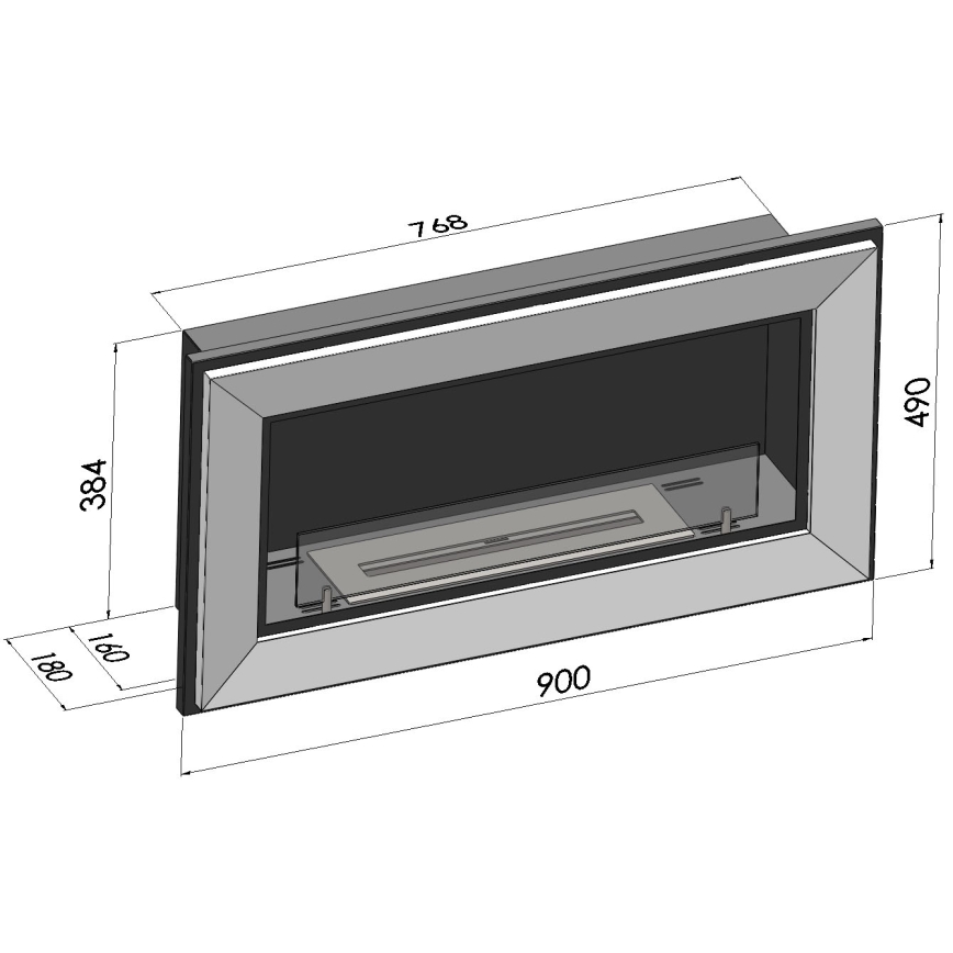 InFire - Built-in BIO fireplace 49x90 cm 3kW black